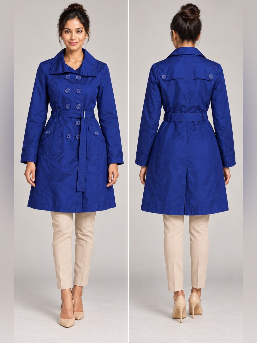 Merona Trench Coat Womens Small Purple Belted Double Breasted Lined Jacket